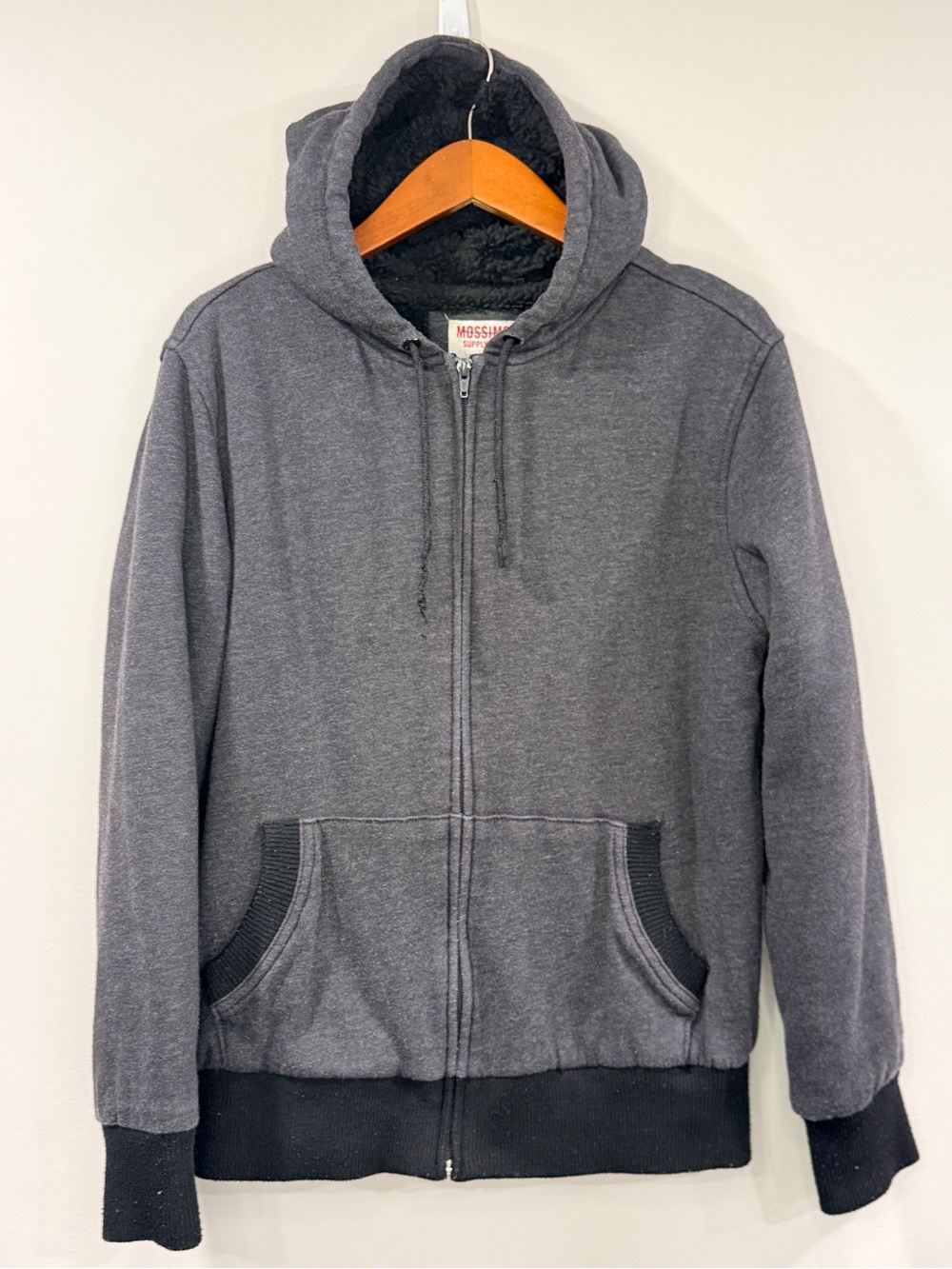 Mossimo Supply Co. Mens Dark Gray Sherpa-Lined Zip Hoodie Size M